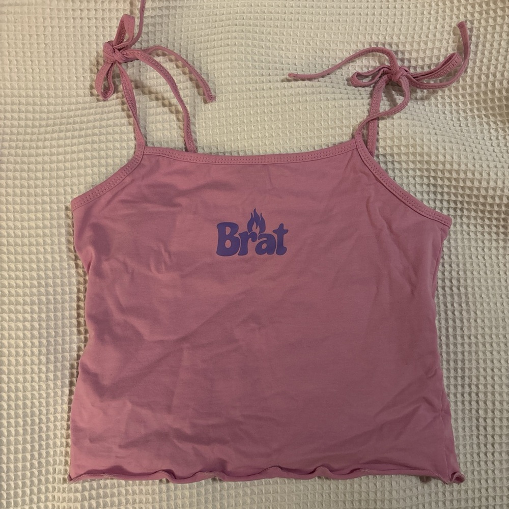REVERSIBLE Pink/Purple Tank Top with 'Brat'/‘Angel’ Graphic